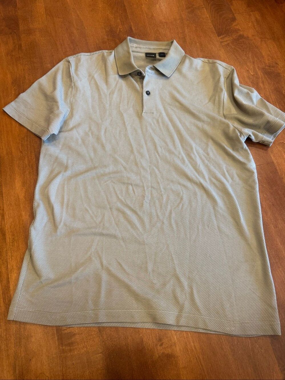 BOSS Hugo Boss Men’s Large Sage Green Textured Short Sleeve Polo Shirt